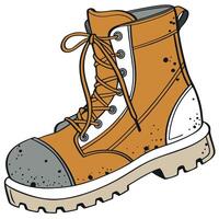 An orange boot with a white sole vector