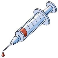 A syringe with blood on it vector