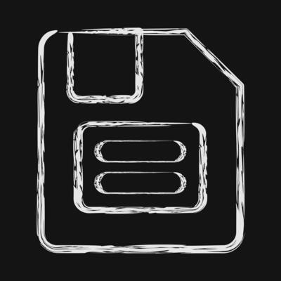 Icon floppy disk. Computer components elements. Icon in chalk style.