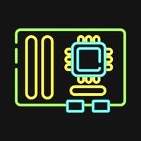 Icon motherboard. Computer components elements. Icon in neon style. vector