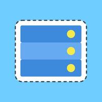 Cutting line sticker database. Computer components elements. vector