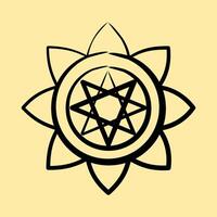 Icon mandala art. Buddhism and vesak elements. Icon in hand drawn style. vector