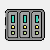 Icon data center. Computer components elements. Icon in filled line style. vector