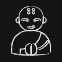 Icon monk. Buddhism and vesak elements. Icon in chalk style. vector