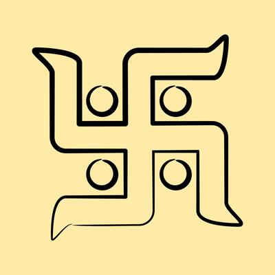 Icon swastika. Buddhism and vesak elements. Icon in hand drawn style.