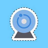 Cutting line sticker camera. Computer components elements. vector