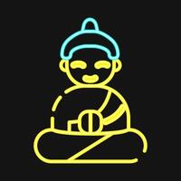 Icon meditation. Buddhism and vesak elements. Icon in neon style. vector