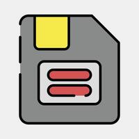 Icon floppy disk. Computer components elements. Icon in filled line style. vector