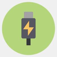 Icon thunderbolt. Computer components elements. Icon in color mate style. vector