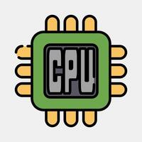 Icon processor. Computer components elements. Icon in filled line style. vector