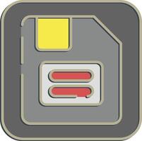Icon floppy disk. Computer components elements. Icon in embossed style. vector