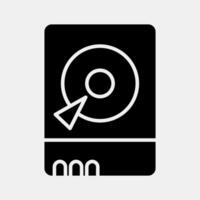 Icon hdd. Computer components elements. Icon in glyph style. vector