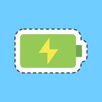 Cutting line sticker battery. Computer components elements. vector