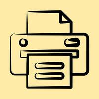 Icon printer. Computer components elements. Icon in hand drawn style. vector