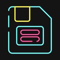 Icon floppy disk. Computer components elements. Icon in neon style. vector