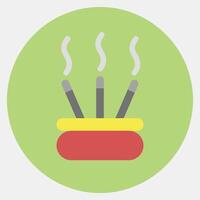 Icon incense. Buddhism and vesak elements. Icon in color mate style. vector
