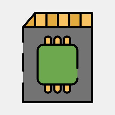 Icon memory card. Computer components elements. Icon in filled line style.