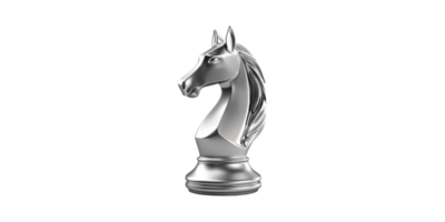 Silver Chess Knight Piece. Symbol Of Strategy And Tactical Thinking In Chess Isolated On Transparent Background png
