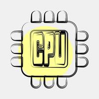 Icon processor. Computer components elements. Icon in color spot style. vector