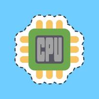 Cutting line sticker processor. Computer components elements. vector