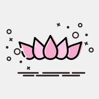 Icon lotus. Buddhism and vesak elements. Icon in MBE style. vector