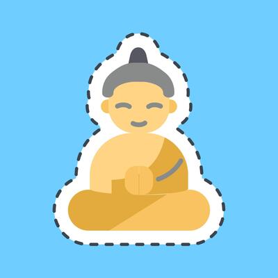 Cutting line sticker meditation. Buddhism and vesak elements.