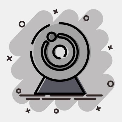 Icon camera. Computer components elements. Icon in comic style.