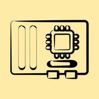 Icon motherboard. Computer components elements. Icon in hand drawn style. vector