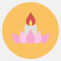 Icon candle. Buddhism and vesak elements. Icon in color mate style. vector