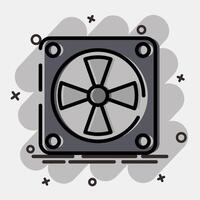 Icon cooling fan. Computer components elements. Icon in comic style. vector