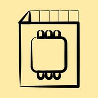 Icon memory card. Computer components elements. Icon in hand drawn style. vector