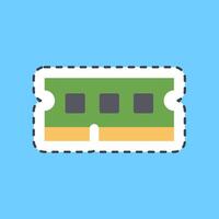 Cutting line sticker ram. Computer components elements. vector