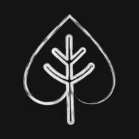 Icon leaf. Buddhism and vesak elements. Icon in chalk style. vector