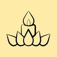 Icon candle. Buddhism and vesak elements. Icon in hand drawn style. vector