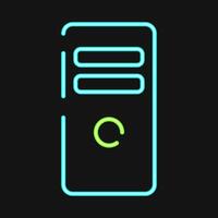 Icon system block. Computer components elements. Icon in neon style. vector