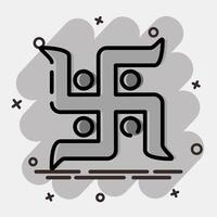 Icon swastika. Buddhism and vesak elements. Icon in comic style. vector