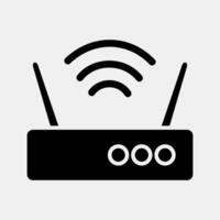 Icon router. Computer components elements. Icon in glyph style. vector