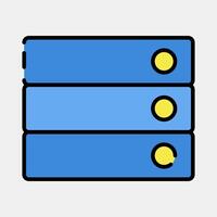 Icon database. Computer components elements. Icon in filled line style. vector