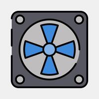 Icon cooling fan. Computer components elements. Icon in filled line style. vector