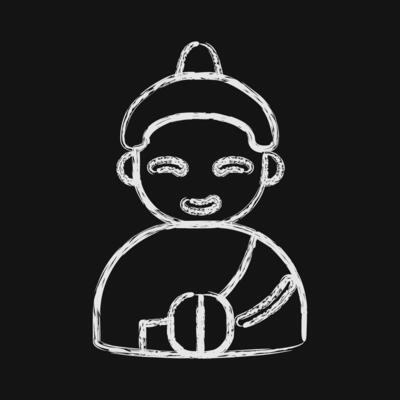 Icon buddha. Buddhism and vesak elements. Icon in chalk style.