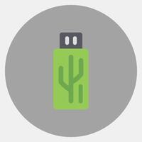 Icon usb flash. Computer components elements. Icon in color mate style. vector