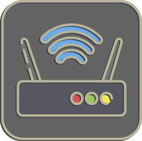Icon router. Computer components elements. Icon in embossed style. vector