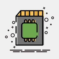 Icon memory card. Computer components elements. Icon in MBE style. vector