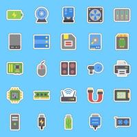 Cutting line sticker set of computer components. Computer components elements. vector