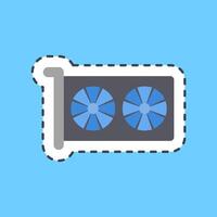 Cutting line sticker graphics. Computer components elements. vector