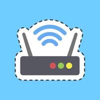 Cutting line sticker router. Computer components elements. vector