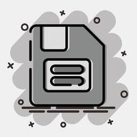 Icon floppy disk. Computer components elements. Icon in comic style. vector