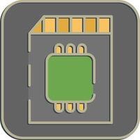 Icon memory card. Computer components elements. Icon in embossed style. vector