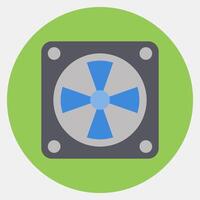 Icon cooling fan. Computer components elements. Icon in color mate style. vector
