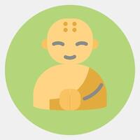 Icon monk. Buddhism and vesak elements. Icon in color mate style. vector